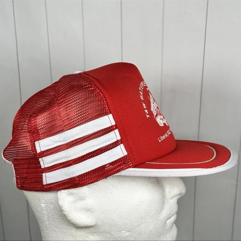VTG 3-Stripe Trucker Hat Kansas Snapback Grunge Hipster Streetwear Cap Red/White